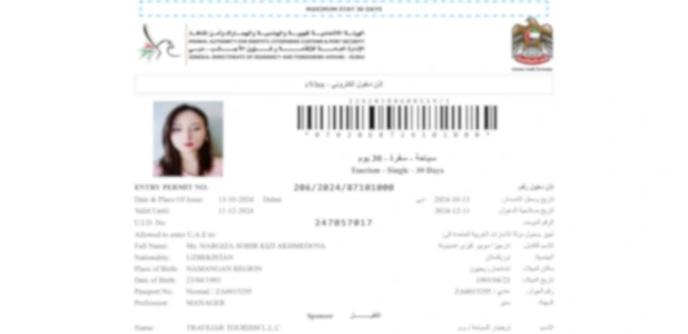 dubai visa sample